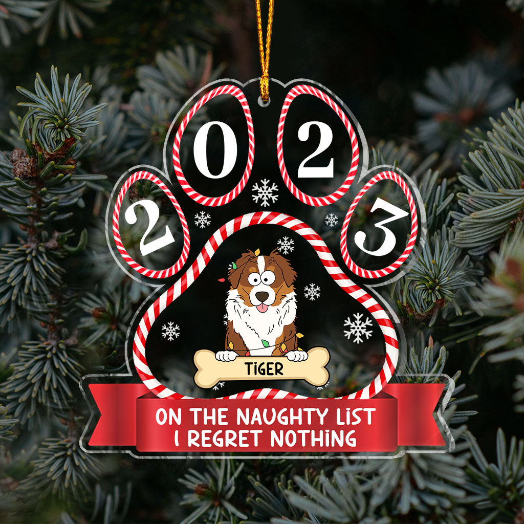 On The Naughty List - Gift for dog lovers - Personalized Transparent Ornament