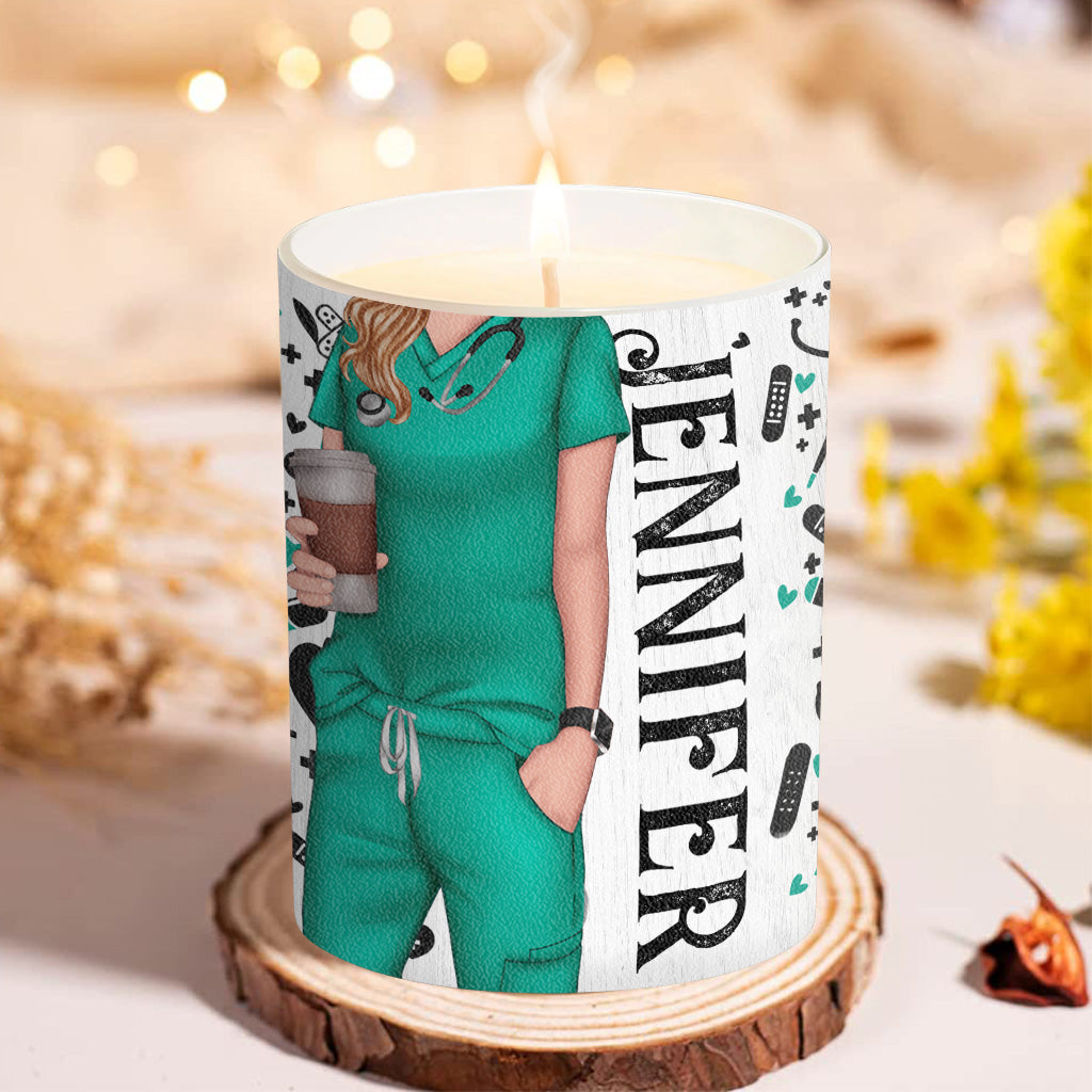 Smells Like You're A Whole Nurse - Personalized Nurse Candle With Wooden Lid