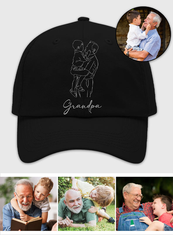 Custom Photo - Personalized Grandpa Embroidered Classic Cap