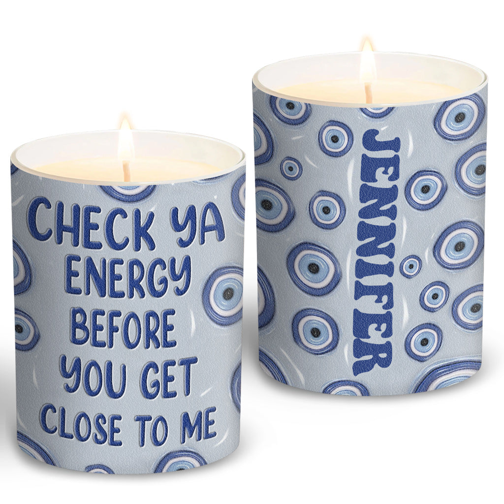 Check Ya Energy - Personalized Witch Candle With Wooden Lid