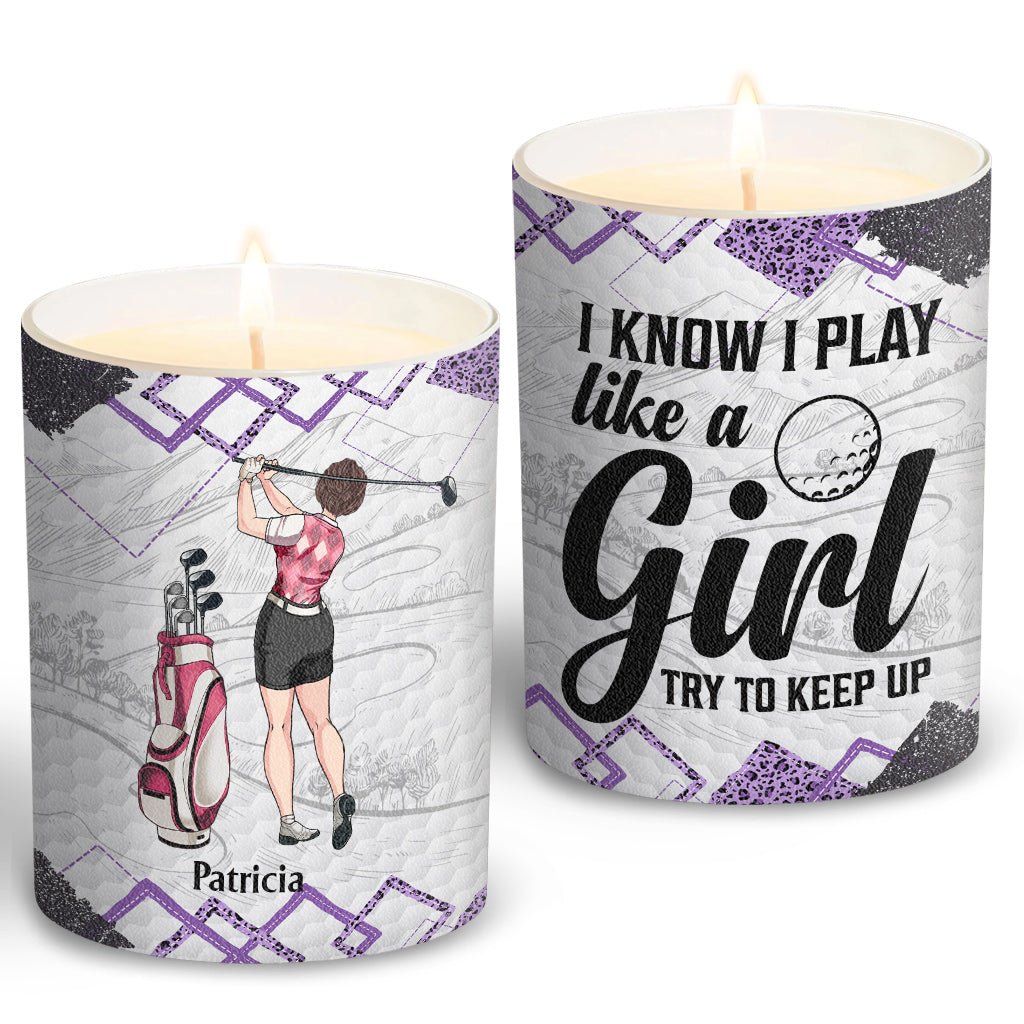 Cours de golf - Cadeau de golf pour elle, petite amie, épouse, fille - Bougie personnalisée avec couvercle en bois