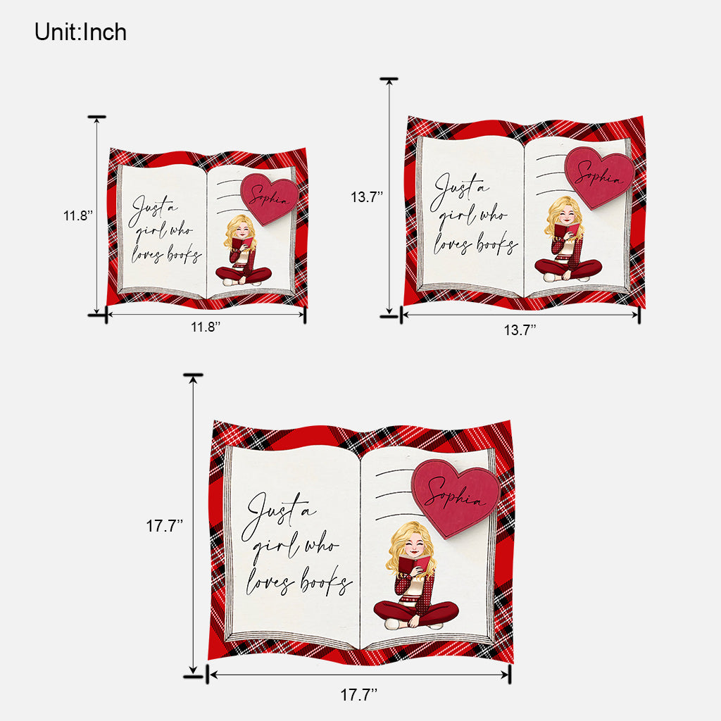 Just A Girl Who Loves Books - Personalized Book Custom Shaped Wood Sign