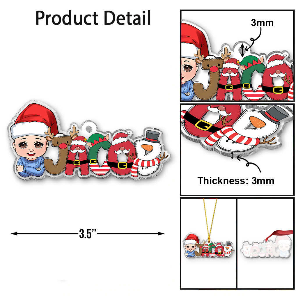 Merry Christmas - Personalized Kid Transparent Ornament