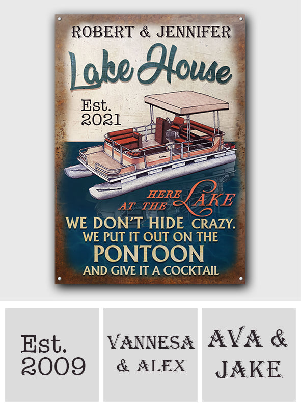 Lake House - Personalized Pontoon Rectangle Metal Sign