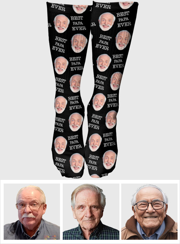 Chaussettes personnalisées pour grand-père - Visage personnalisé