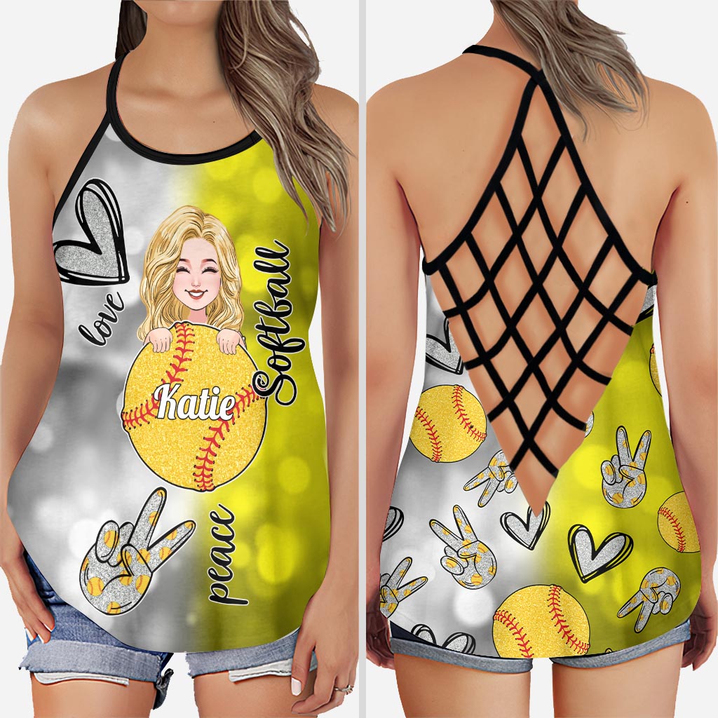 Cool Softball Mom - Personalized Softball Cross Tank Top