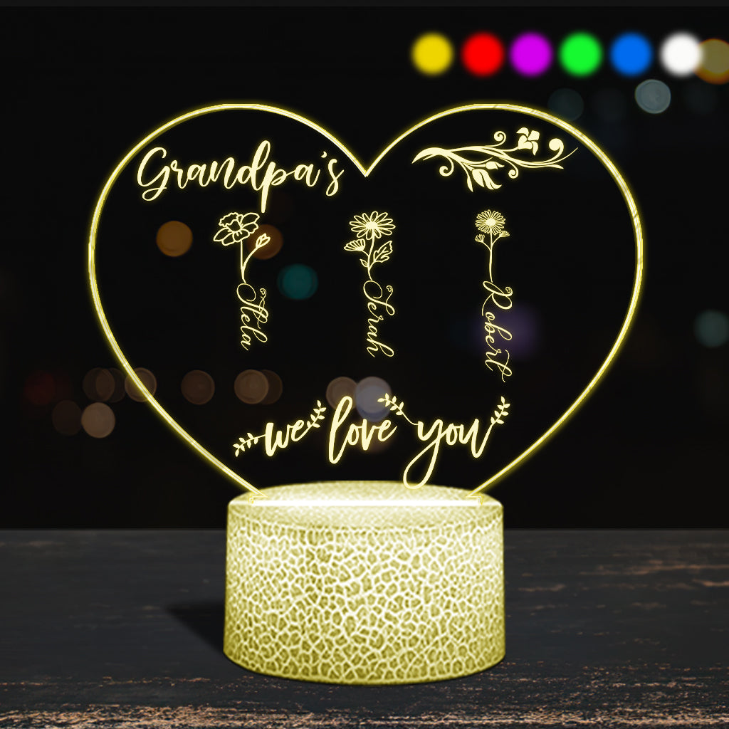 Mom’s Garden - Gift for grandma, mom, aunt, grandpa - Personalized Shaped Plaque Light Base