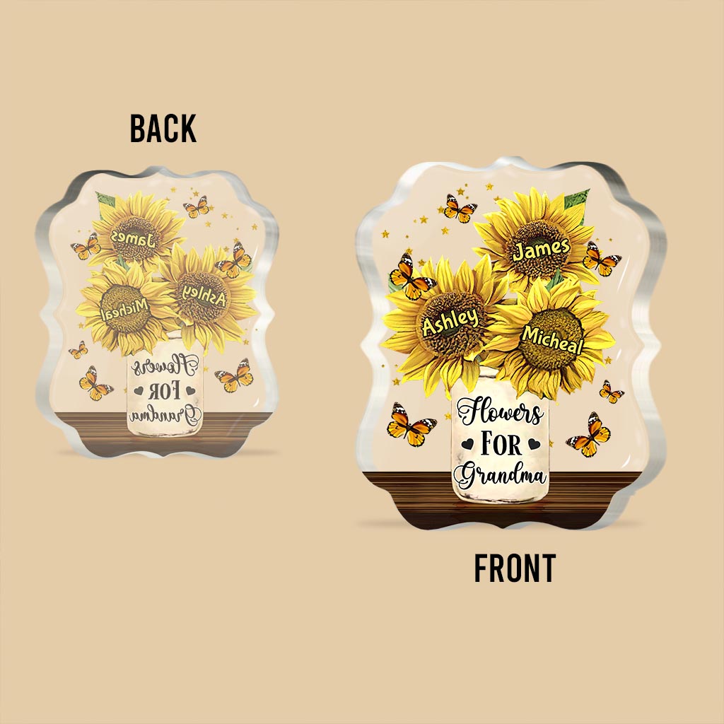 Flowers For Mom - Gift for mom, grandma - Personalized Custom Shaped Acrylic Plaque
