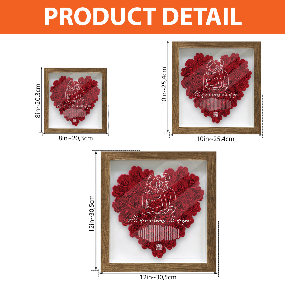 Romantic Couple Song Sound Wave Line Art - Personalized Couple Flower Shadow Box