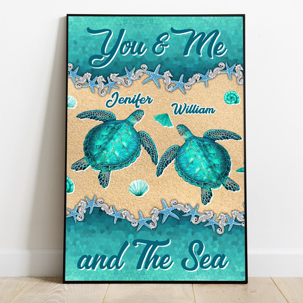 Salty Lil' Beach - Personalized Turtle Canvas And Poster