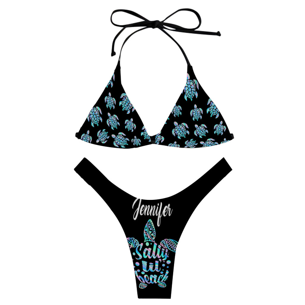 Strand bitte - Personalisierter Triangel-Bikini für Meeresliebhaber