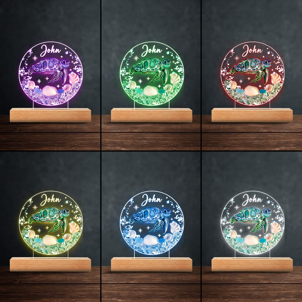 Love Turtle - Personalized Turtle Shaped Plaque Light Base