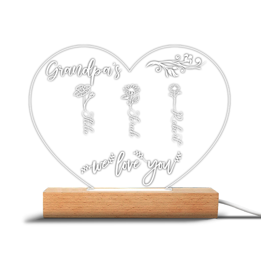Mom’s Garden - Gift for grandma, mom, aunt, grandpa - Personalized Shaped Plaque Light Base