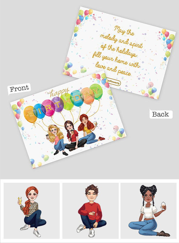 Birthday Balloon With Personlized Portrait - Personalized Greeting Card