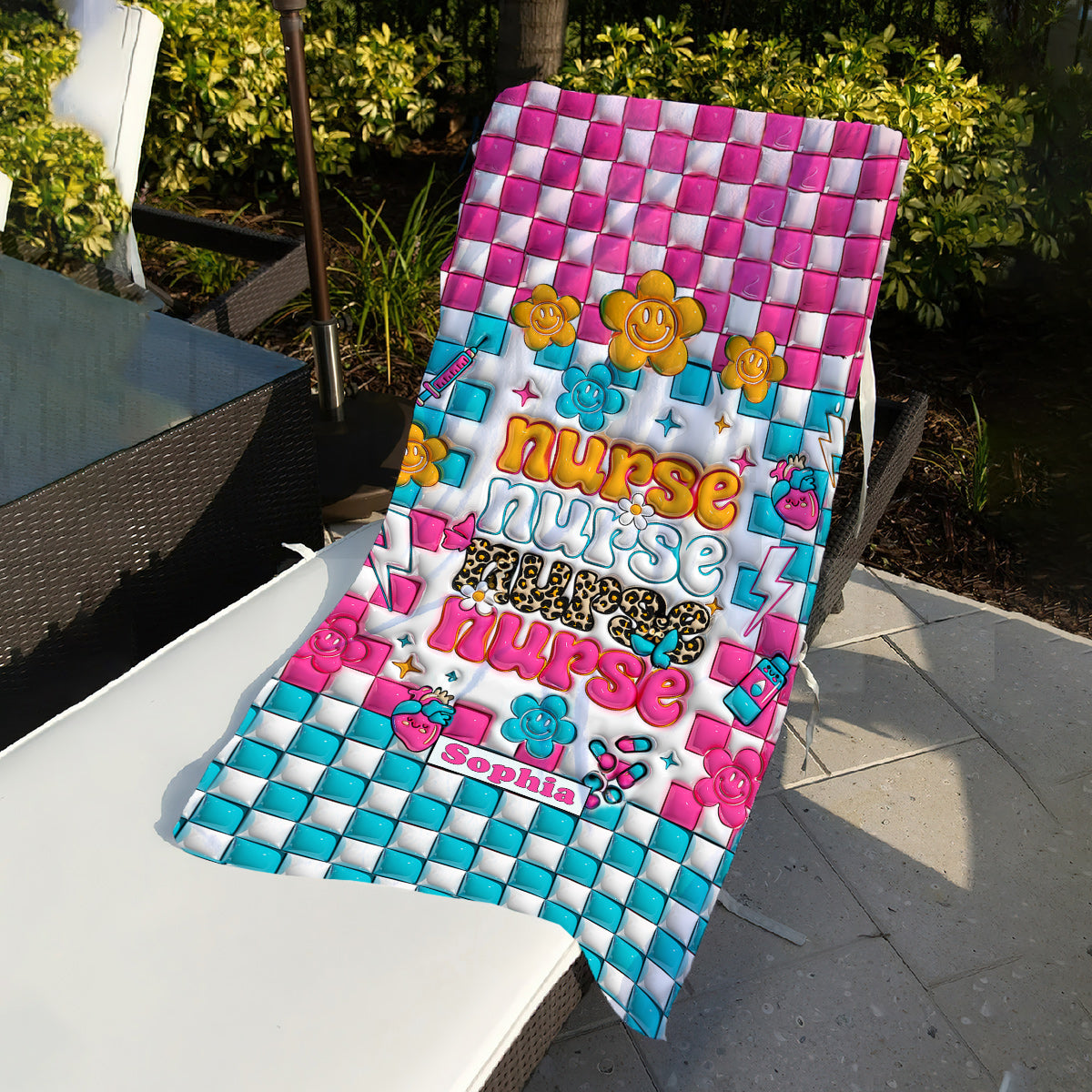 Nurse Life - Nurse gift for mom, her, wife, girlfriend, friend - Personalized Beach Towel