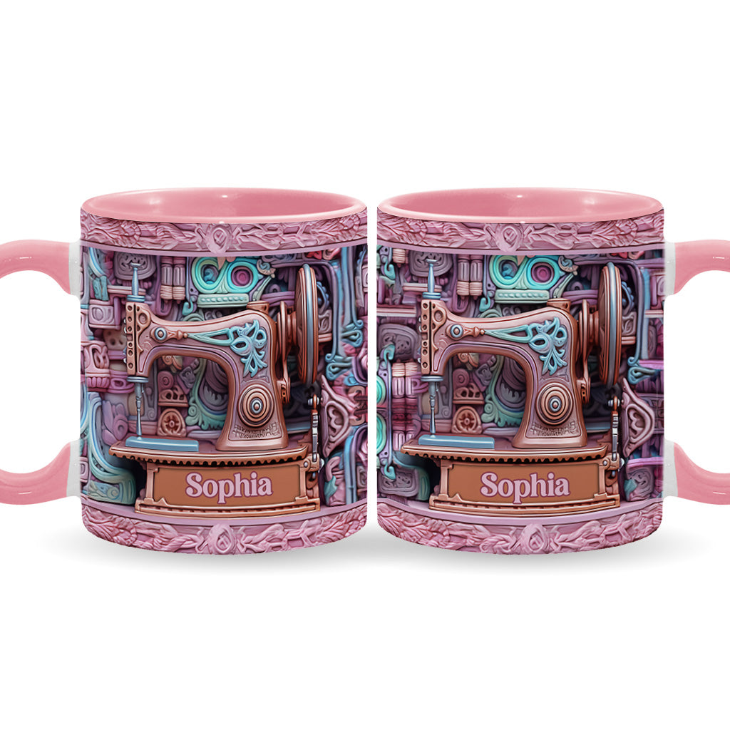 Nähbegeisterung – Personalisierte Tasse mit Nähmotiv