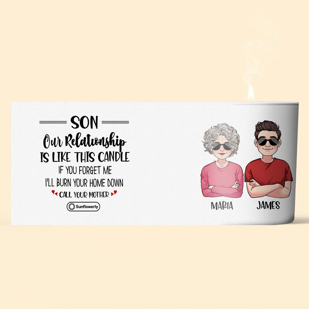 Our Relationship Is Like This - Personalized Son Candle With Wooden Lid
