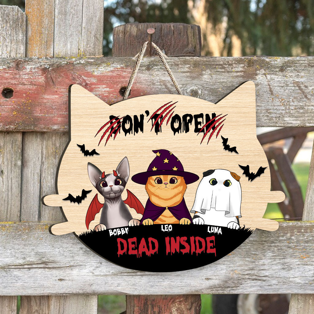 Don't Open, Dead Inside - Personalized Cat Wood Sign
