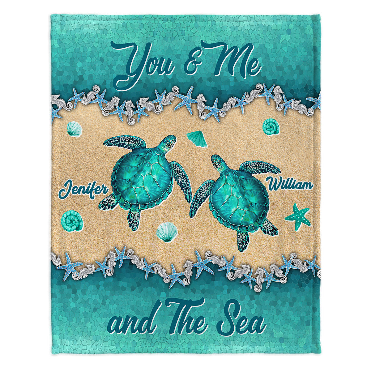 Salty Lil' Beach - Personalized Turtle Blanket