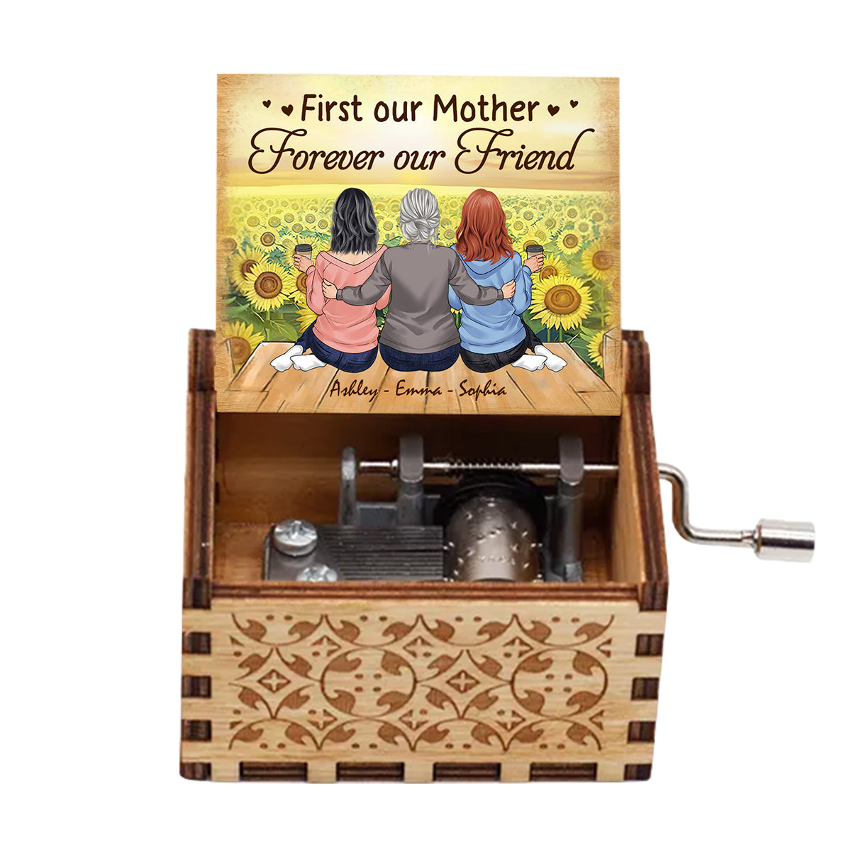 Mother And Daughter - Personalized Mother Hand Crank Music Box