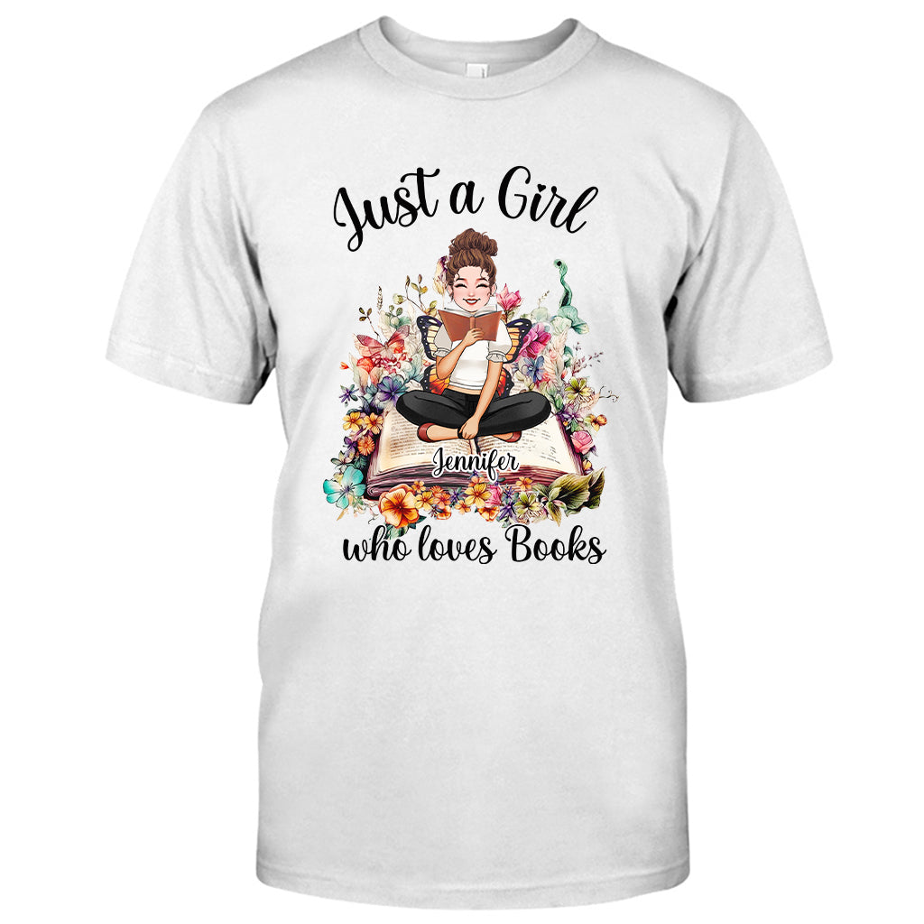 Einfach ein Mädchen, das Bücher liebt – personalisiertes Buch-T-Shirt und Hoodie