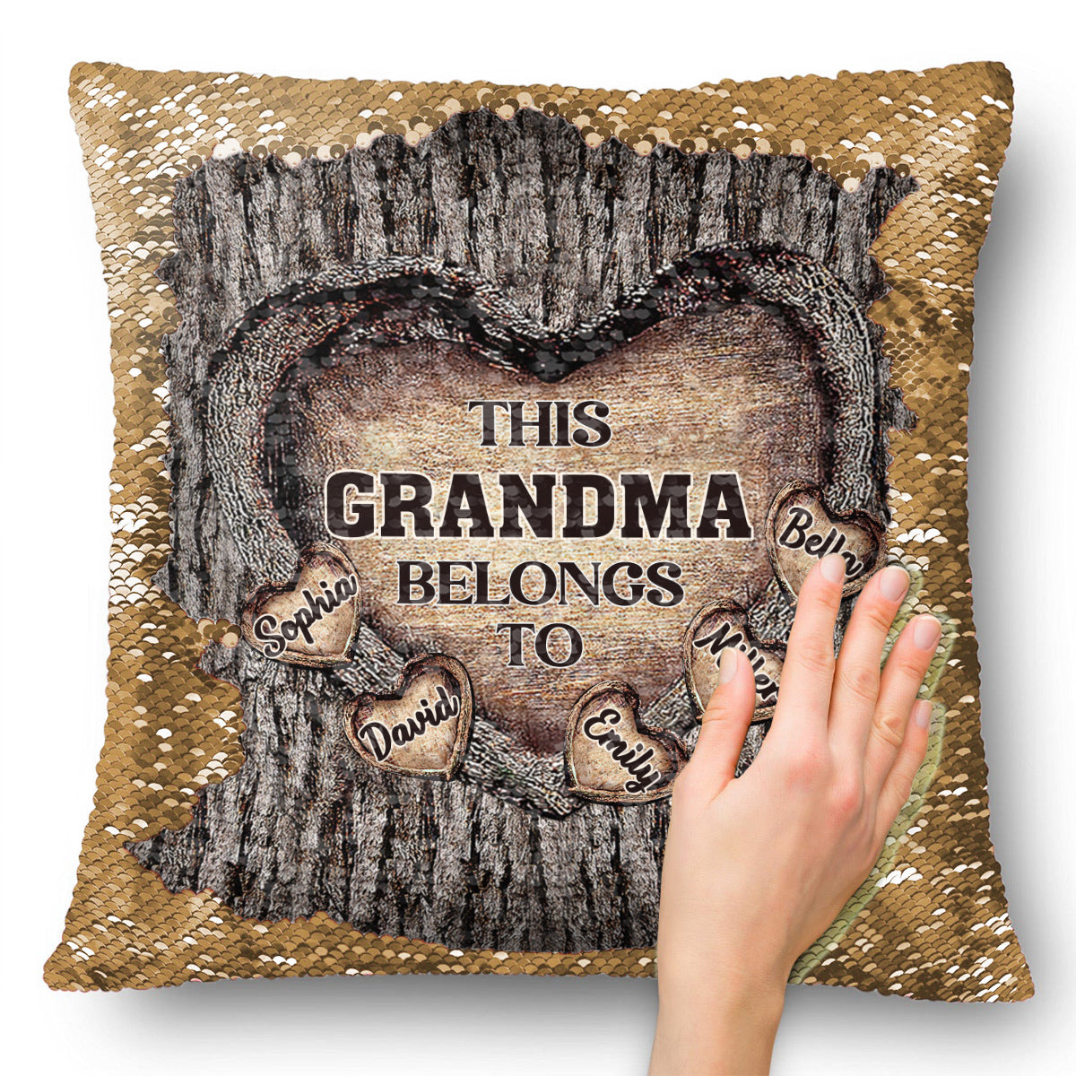 This Grandma Mom Mimi Nana Gigi Belongs To - Gift for grandma - Personalized Sequin Pillow Cover