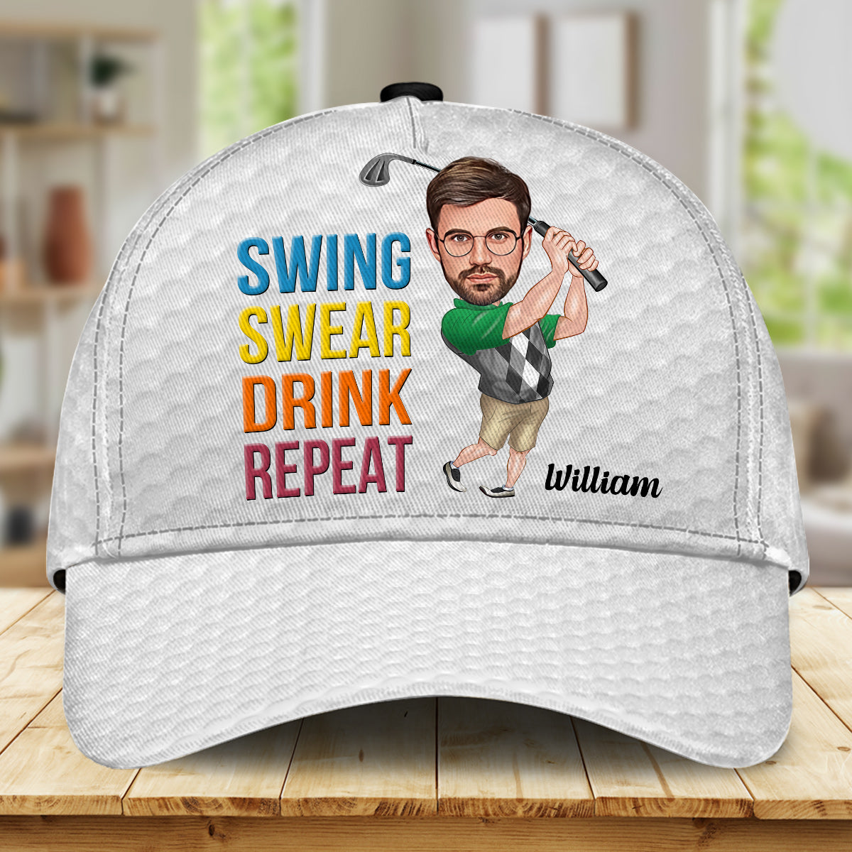 Swing Swear Drink Repeat - Personalized Golf Classic Cap
