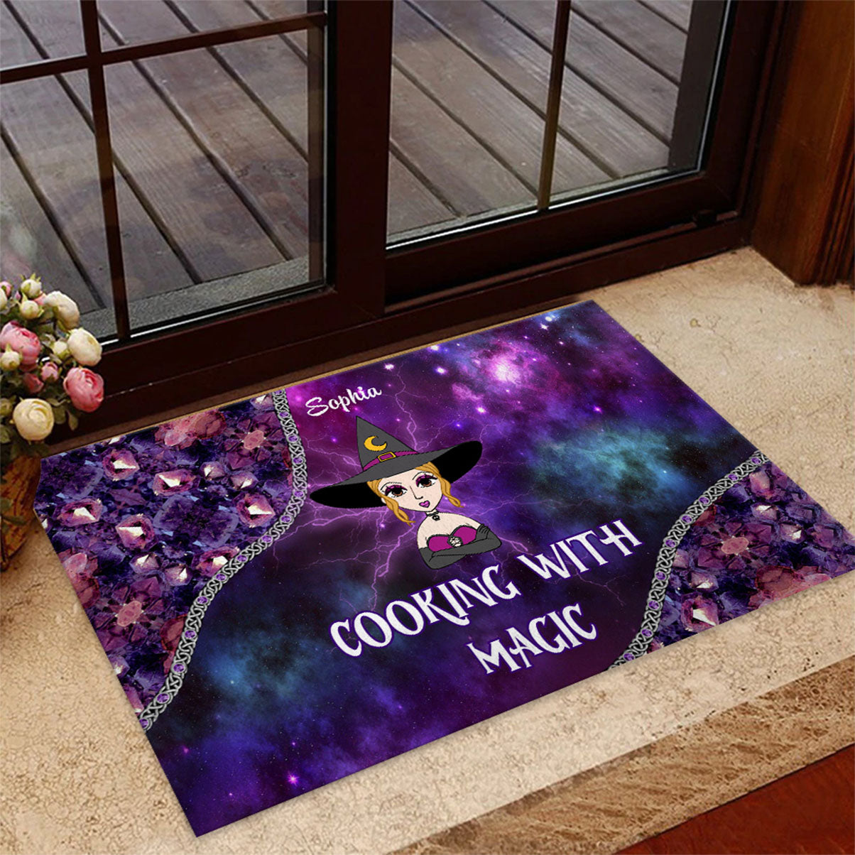 Cooking With Magic - Personalized Witch Doormat