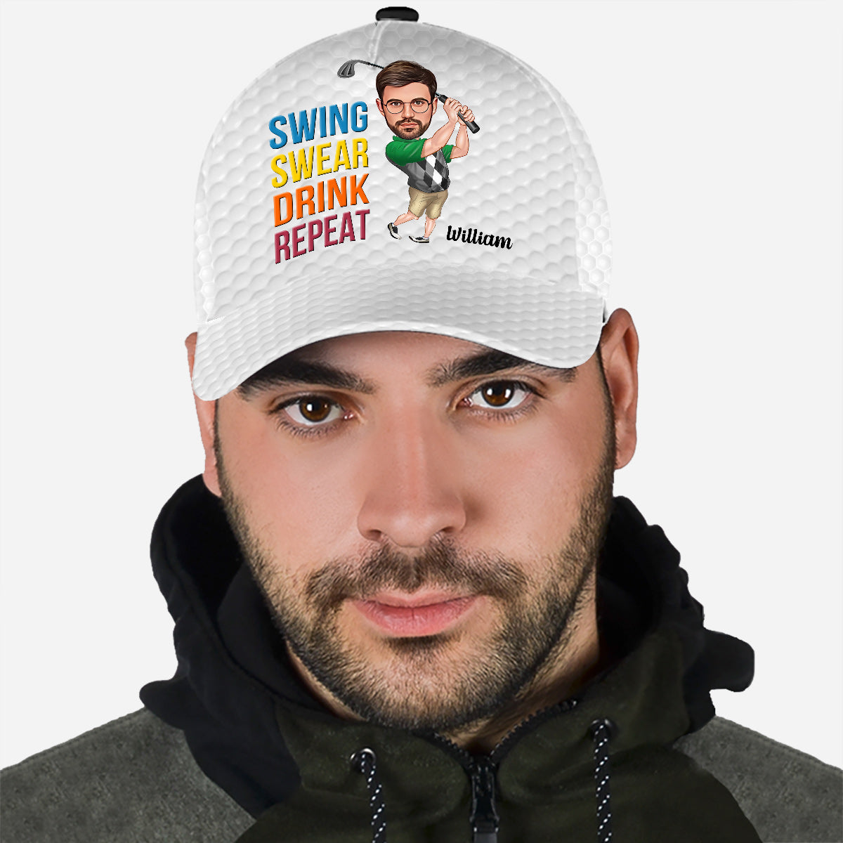 Swing Swear Drink Repeat - Personalized Golf Classic Cap