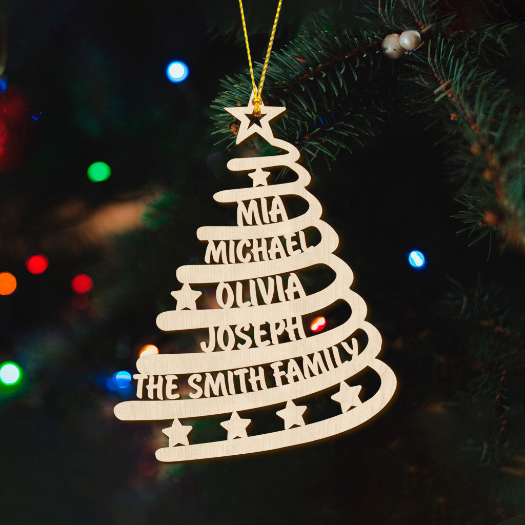 Family Name Christmas Tree - Personalized Family Ornament
