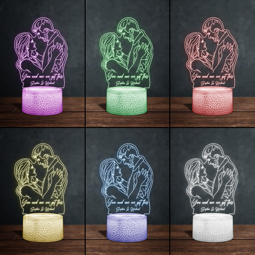 Line Drawing Couple - Personalized Couple Shaped Plaque Light Base