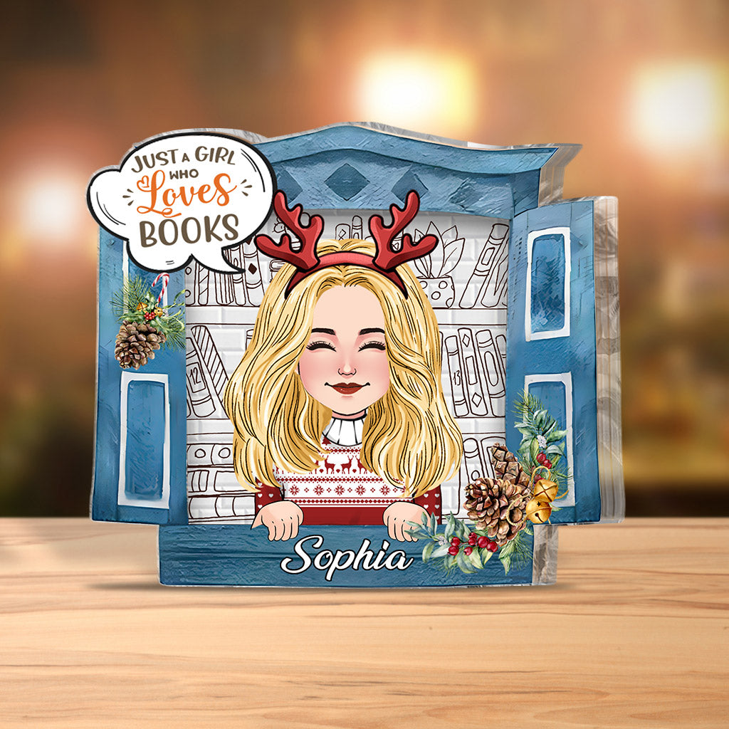 Just A Girl Who Loves Books - Personalized Book Custom Shaped Acrylic Plaque