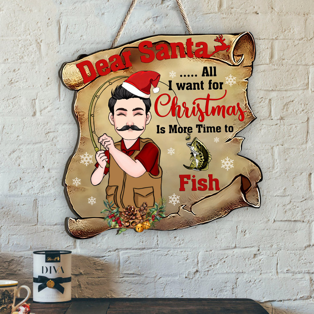 Dear Santa - Personalized Fishing Wood Sign