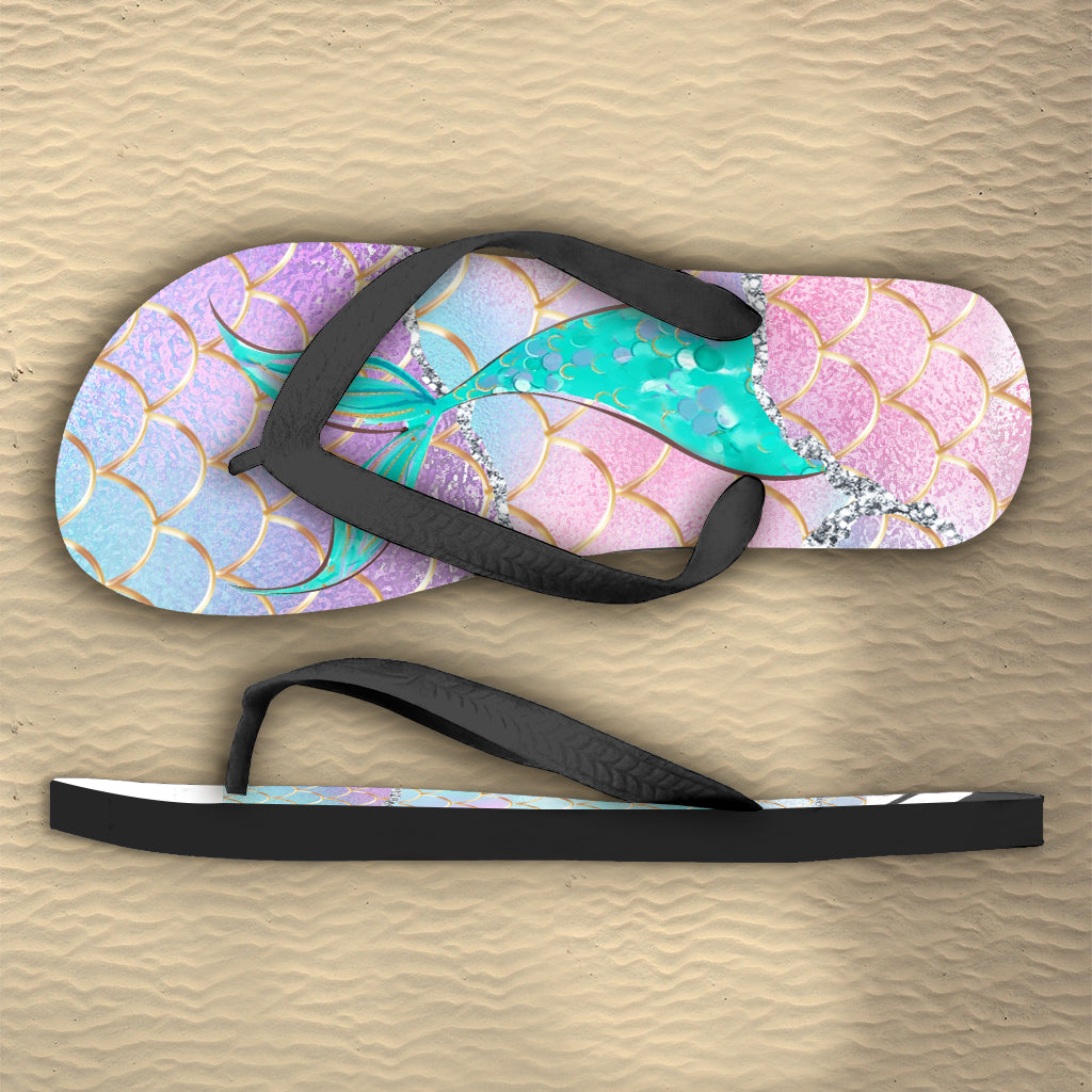 Mermaid In The Ocean - Personalized Sea Lover Flip Flops