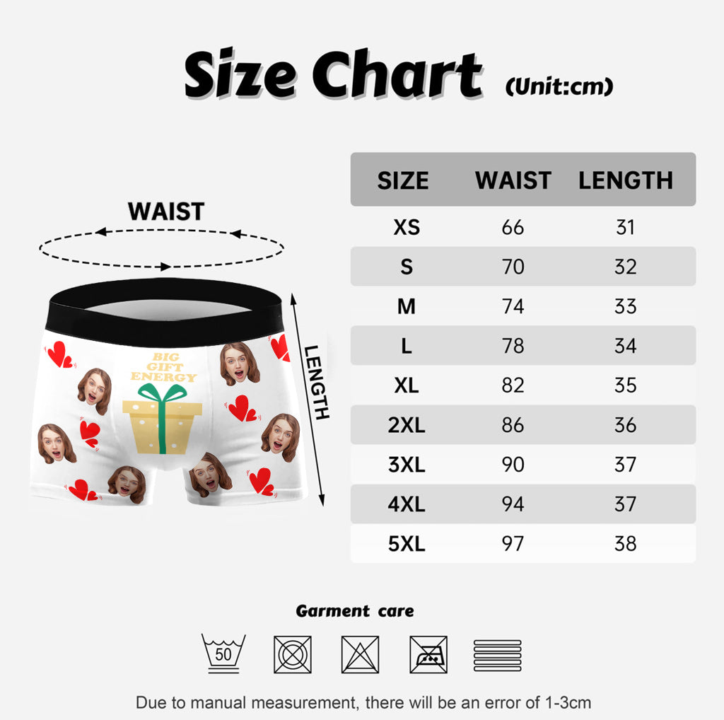 Custom Photo Big Gift Energy - gift for husband, boyfriend - Personalized Men’s Boxer Briefs