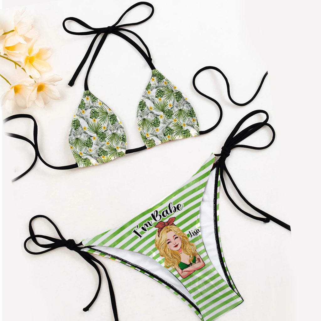 If Lost Return To Babe - Personalized Sea Lover Triangle Bikini Swimsuit And Men Shorts