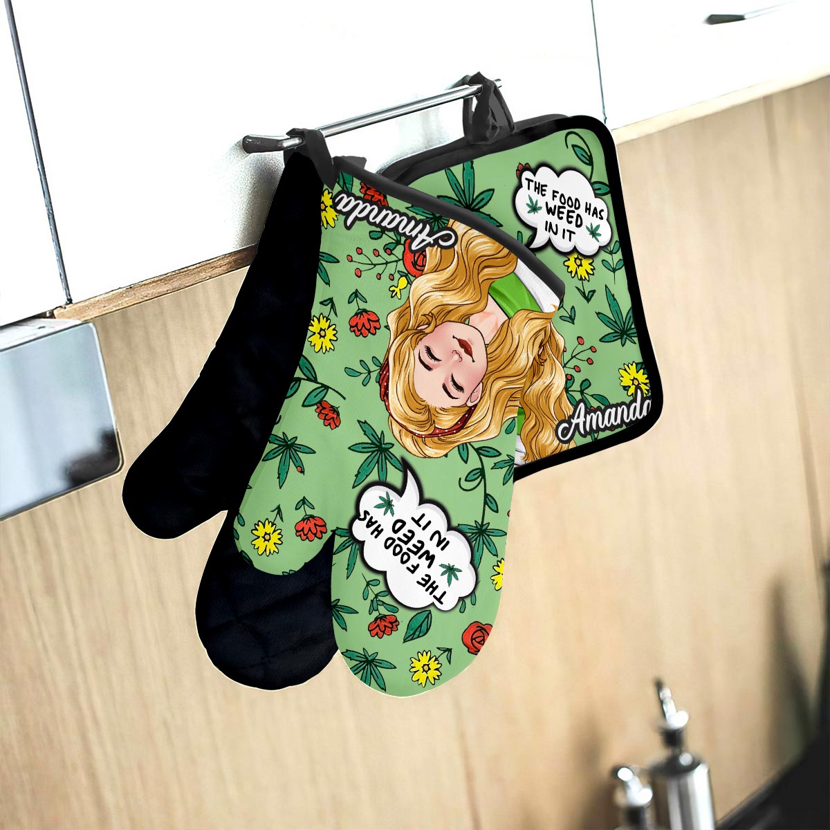 Love Baking - Personalized Baking Oven Mitts & Pot Holder Set