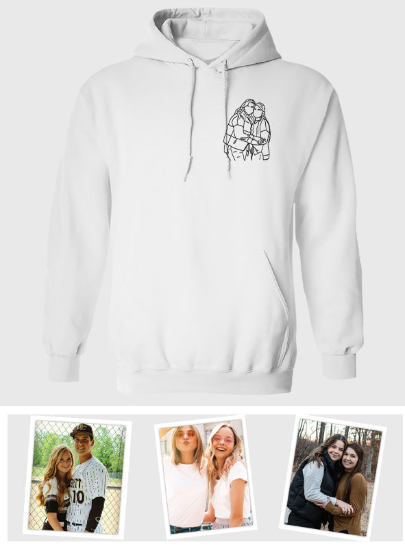 Sweat à capuche brodé personnalisé avec motif au trait - Bestie
