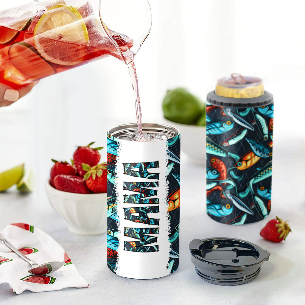 Reel Cool Dad - Fishing gift for dad, grandpa, him, husband - Personalized Can Cooler