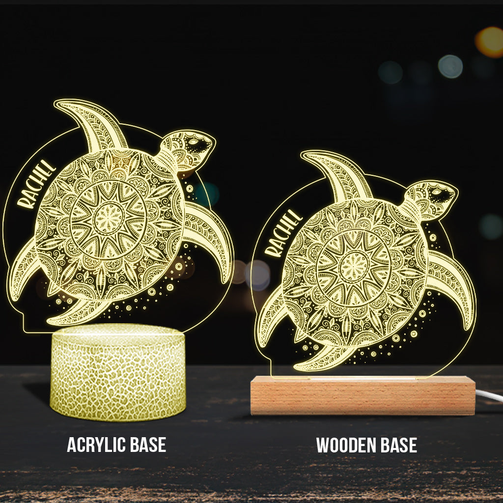 Love Turtle - Personalized Turtle Shaped Plaque Light Base