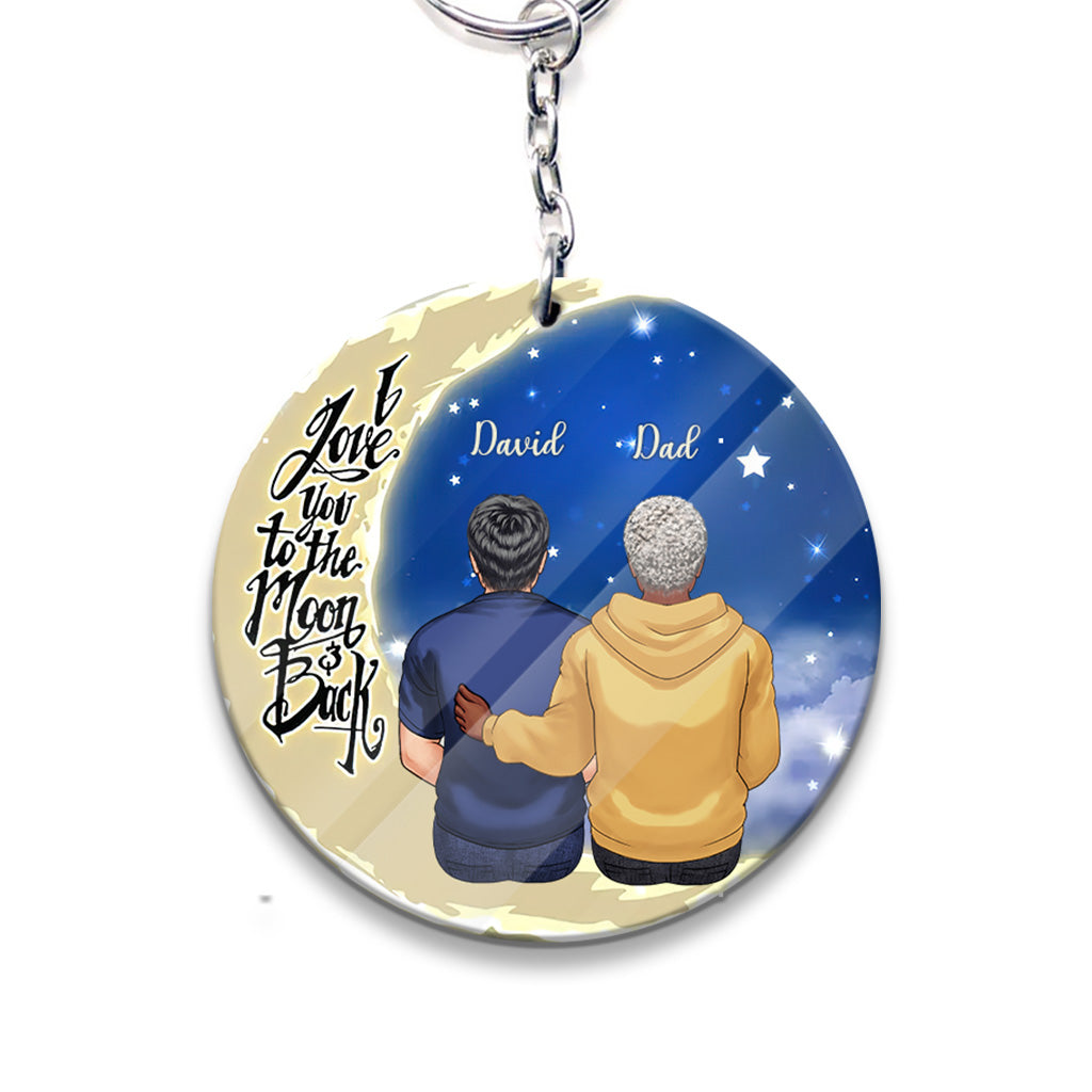 To The Moon And Back - Gift for grandma, mom, dad, grandpa - Personalized Keychain