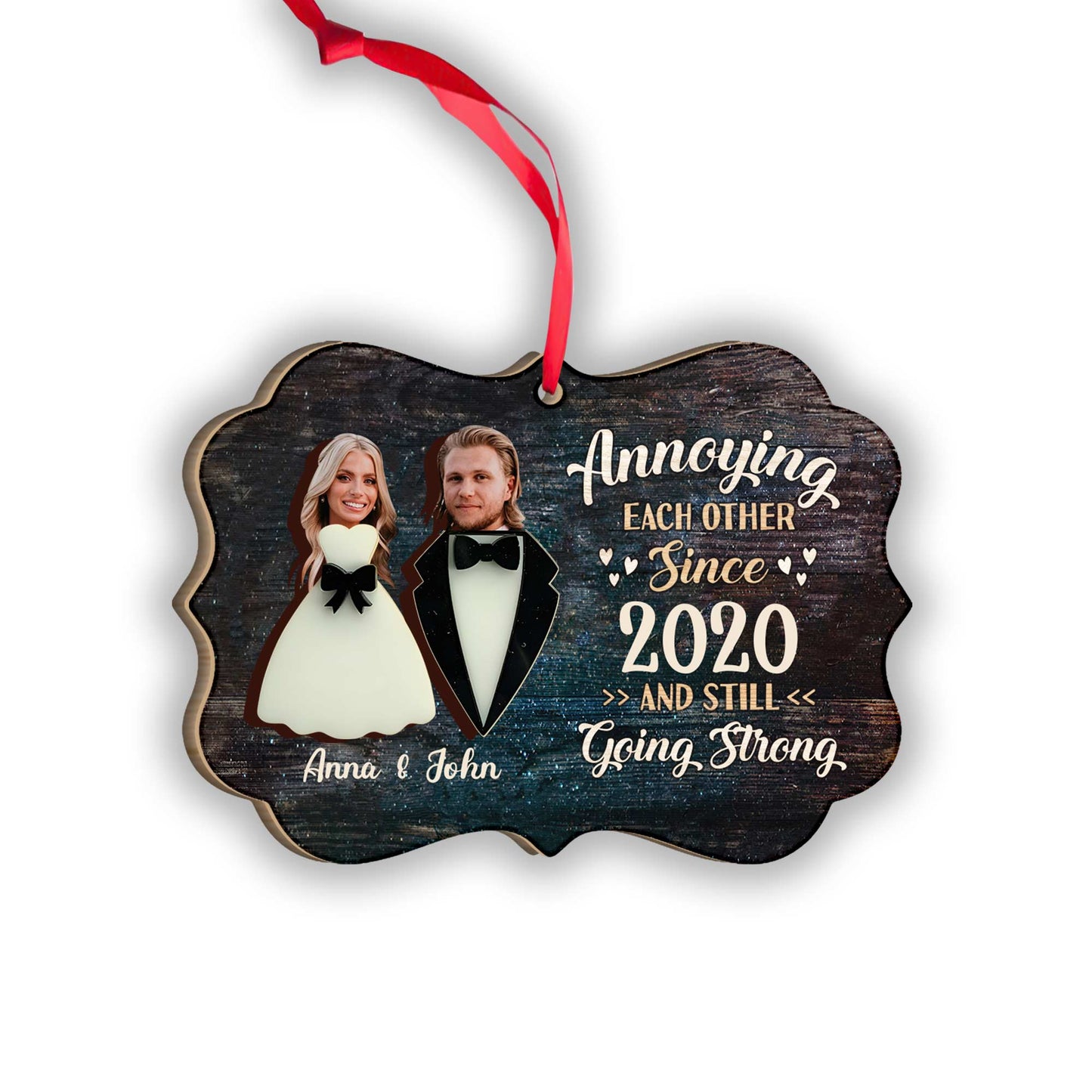 Annoying Each Other - Personalized Husband And Wife 2 Layered Piece Ornament