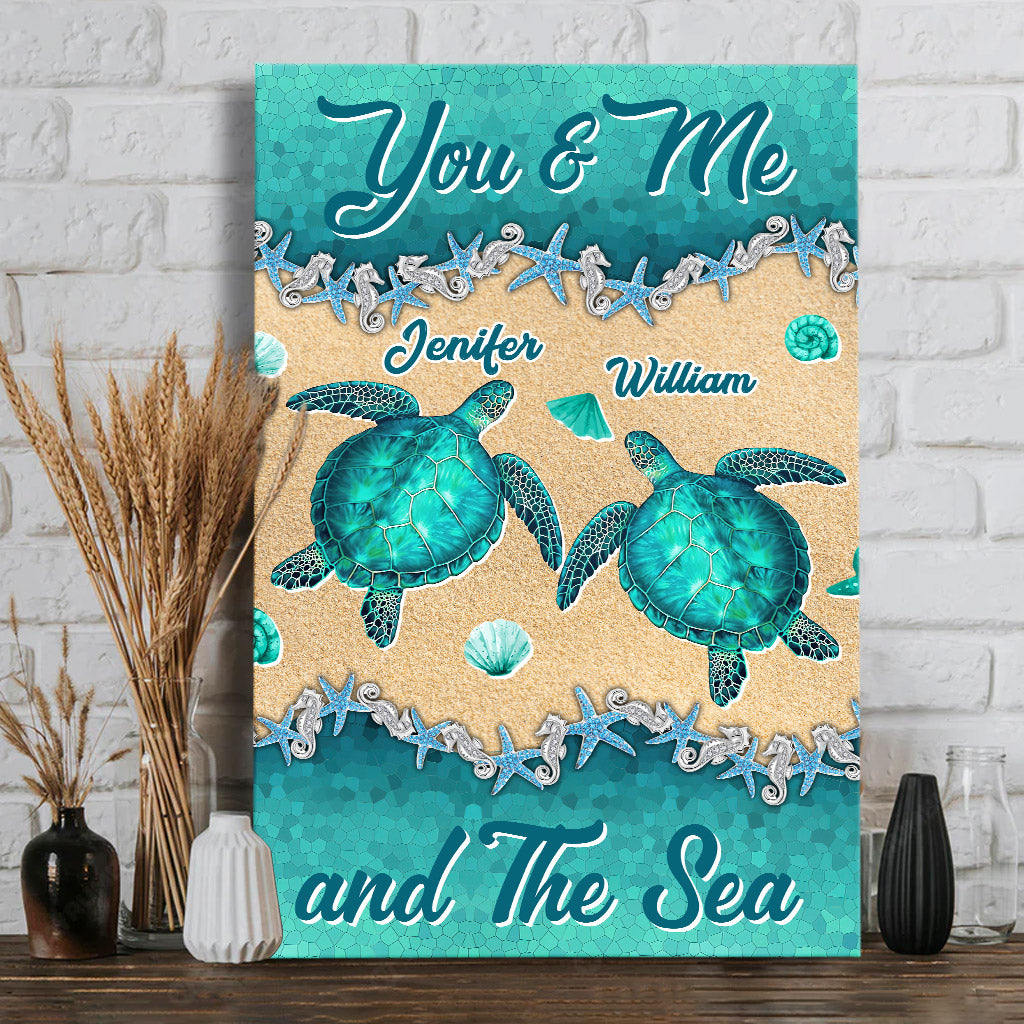Salty Lil' Beach - Personalized Turtle Canvas And Poster