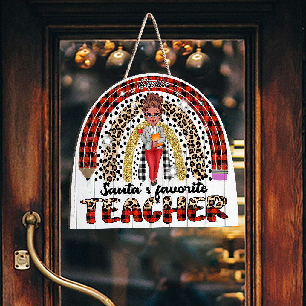 Santa's Favorite Teacher - Personalized Teacher Wood Sign