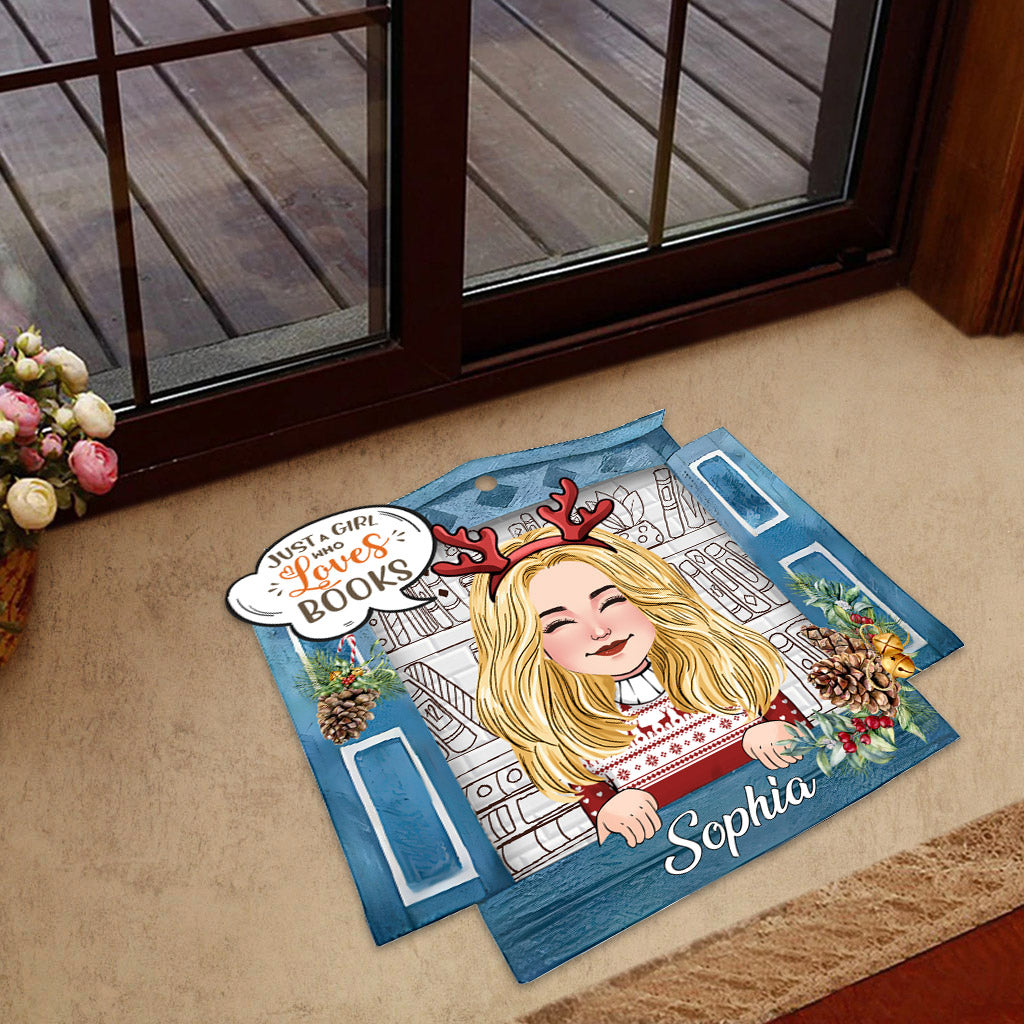 Just A Girl Who Loves Books - Personalized Book Shaped Doormat