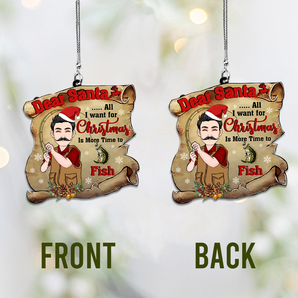 Dear Santa - Personalized Fishing One-sided Car Ornament