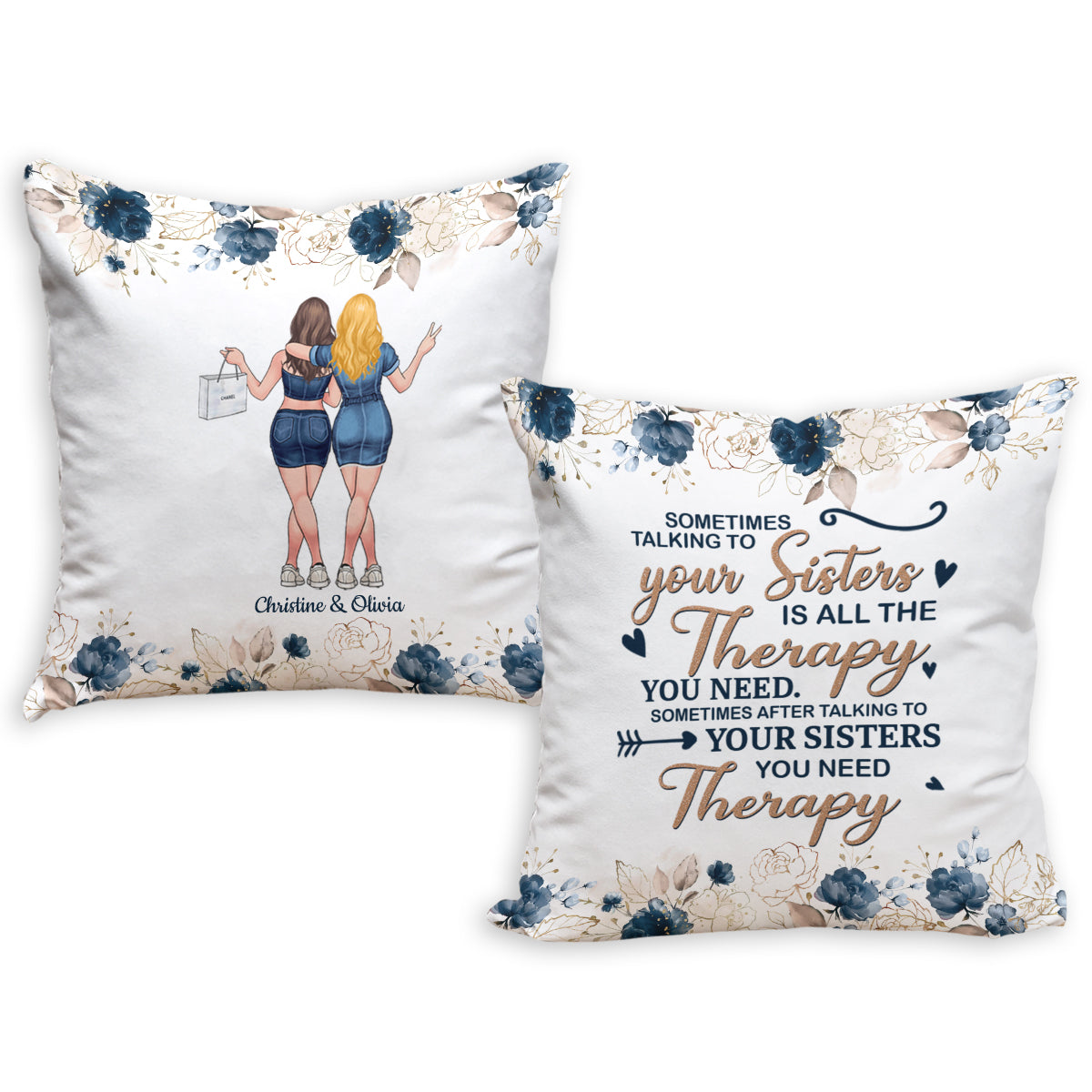 Parler à sa sœur - Coussin décoratif personnalisé pour meilleure amie