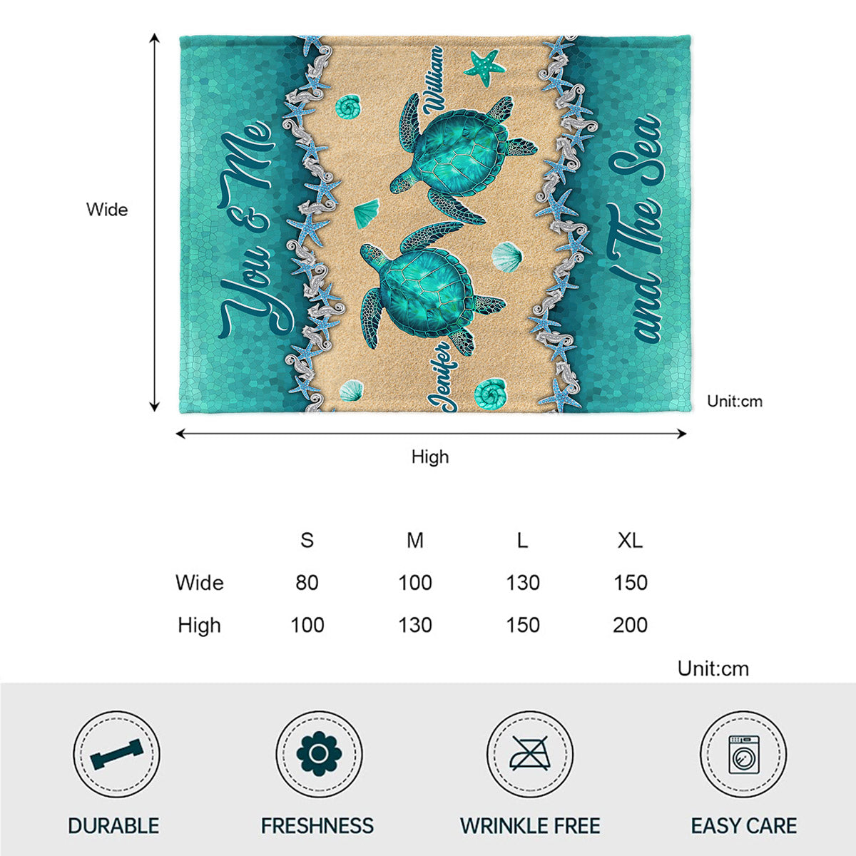 Salty Lil' Beach - Personalized Turtle Blanket