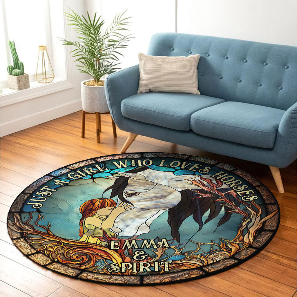 Just A Girl Who Loves Horses - Personalized Horse Round Rug