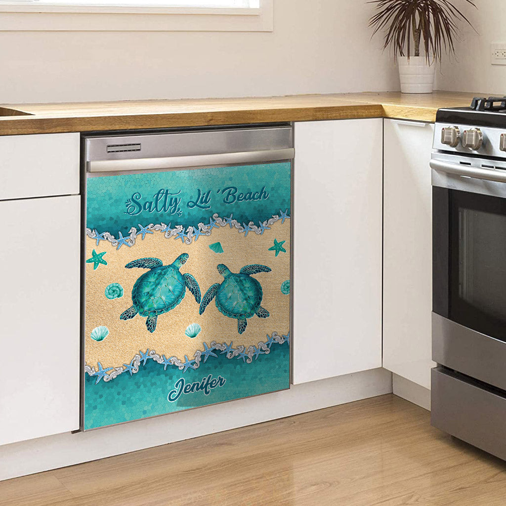 Salty Lil' Beach - Personalized Turtle Dishwasher Cover